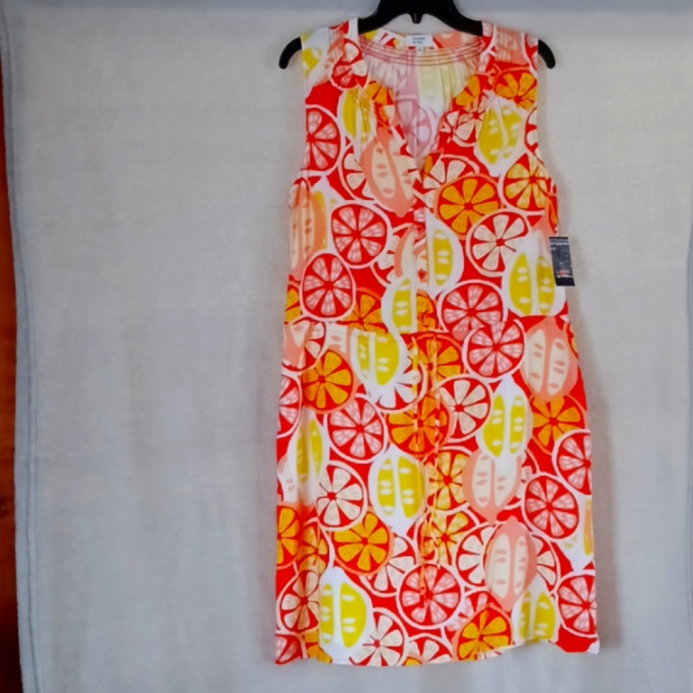 CROWN & IVY SOUTH OF THE BORDER YEL/OG/COR Sleeveless Dress NWT Size 8.